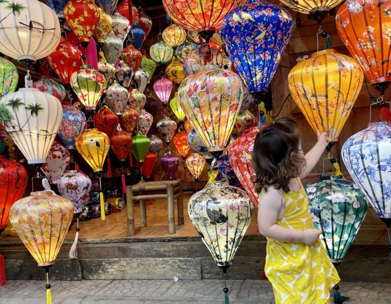 hoi an vietnam da nang travel kids lanterns night market